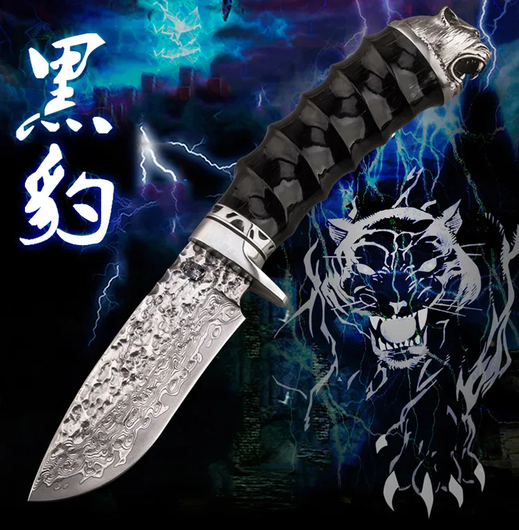 

HX OUTDOORS Limited Collection Knife ,Damascus Steel Tactical Fixed Knives,Yellow horn handle Survival Knife,Camping Rescue tool