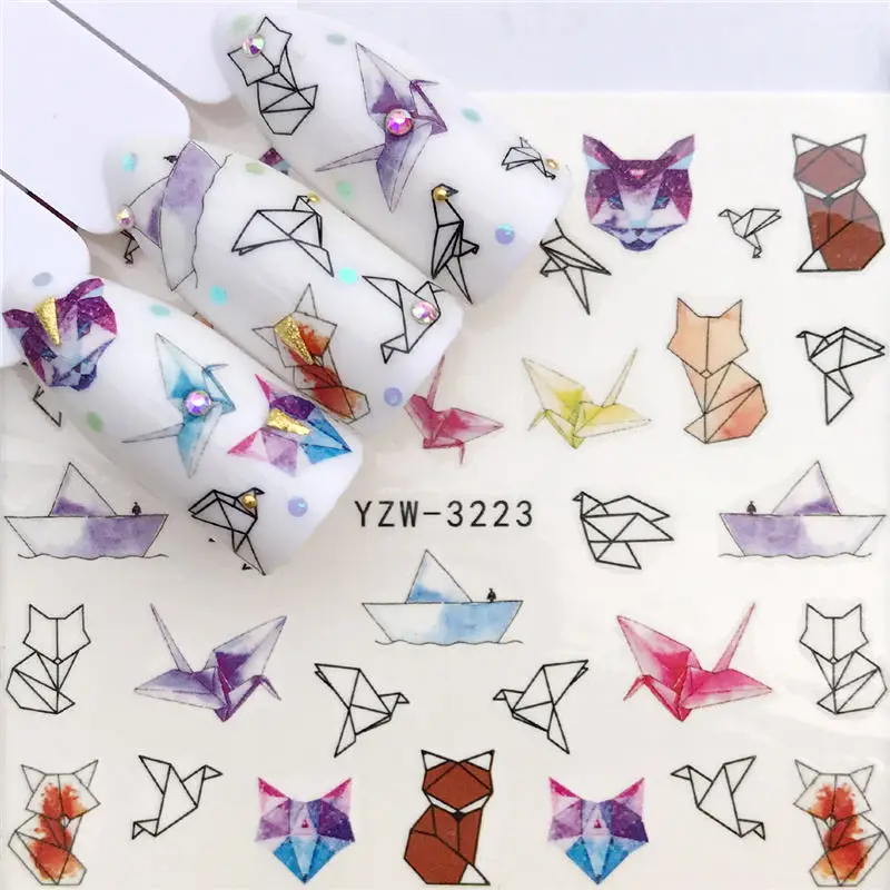 WUF 1 лист стиль наклейка на ногти водная Переводные картинки Одуванчик/цветок/кошка Переводные украшения для ногтей - Цвет: YZW-3223