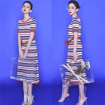 

2019 Dress Sexy Gulnazar Celebrity Short Striped Women Vintage O Neck Night Club Strapless Body con Party Dresses Wholesale