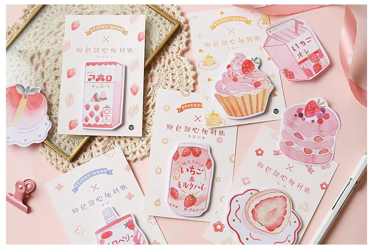 1 компл./лот блокноты для записей Липкие заметки розовые милые серии бумажный дневник в стиле Скрапбукинг наклейки офисные школьные