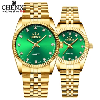 

CHENXI Couple Quartz Watches Set Men Golden Quartz Wristwatches Women Luxury Brand Watch Simple Casual Waterproof Clock