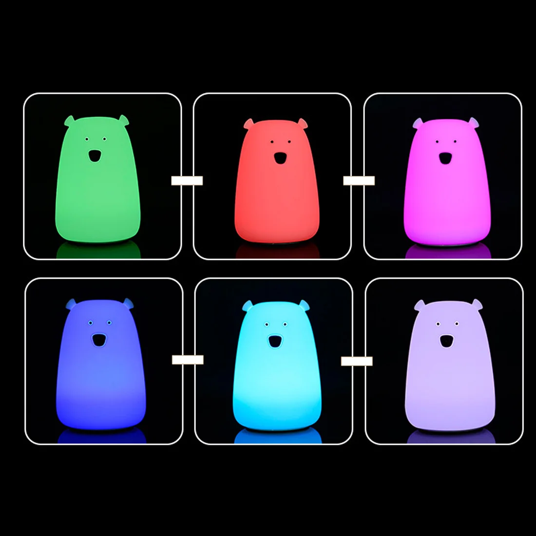 

Colorful Bear Silicone Bedroom Light LED Night Light Chargeable Battery Touch Sensor light 2 Modes Children Baby Kids Night Lamp