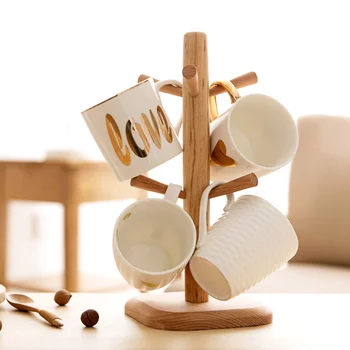 

Wood cup rack household cup leaching rack creative cup organizing shelf collect storage rack water cup shelf rack