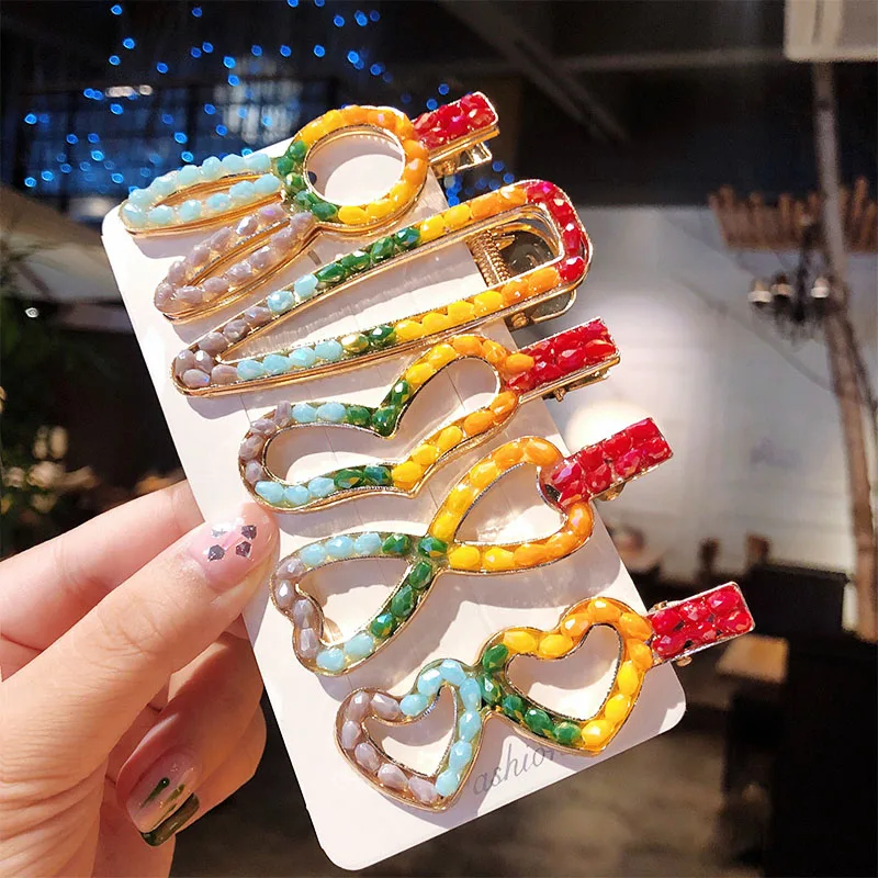 

New Women Colorful Crystal Heart Rabbit Crown Hair Clips Headband Sweet Hair Ornament Barrettes Hairpin Fashion Hair Accessories