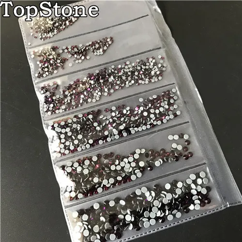 TopStone 1600 шт./лот, смешанные размеры SS4~ SS12, горячая фиксация, стразы с плоской задней стороной, 6 размеров s для рукоделия, клей для дизайна ногтей, Кристальное украшение - Цвет: amethyst