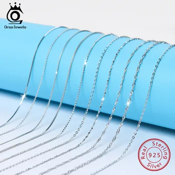 ORSA JEWELS Genuine 925 Sterling Silver Necklace Figaro O-ring Neck Chain Twisted Snake Bar Singapore Box Chain Necklace Women 1