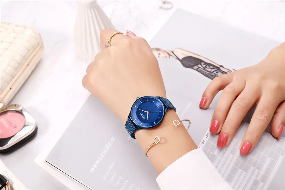 Элегантные женские часы CURREN, новые кварцевые наручные часы из нержавеющей стали, Дамская мода, женские часы с бриллиантами, Relogio Feminino 9041