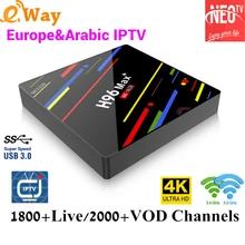 1800 Live tv+ 2000 VOD NEO tv PRO один год код IPTV поддержка RK3328 tv Box четырехъядерный Android 9,0 H96 MAX PLUS французский IPTV Box