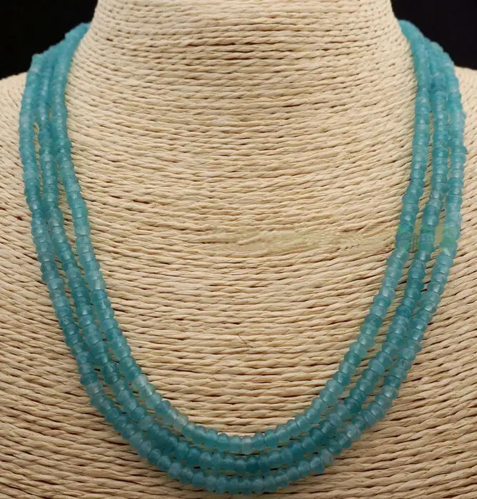 

Charming 2x4 mm faceted Brazil Abacus Aquamarine Necklace 17-19 " WW