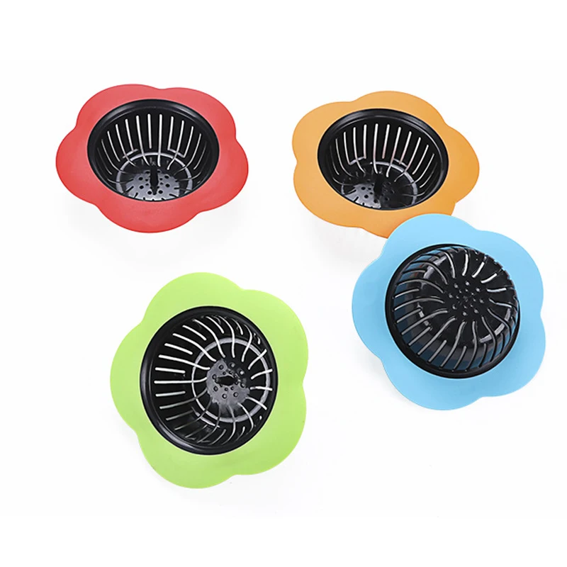 

Silicone Sink Drains Flower Shaped Sink Strainer Kitchen Accessories Shower Hair Filter Kitchen Sieve Sink Colander Sewer Cover