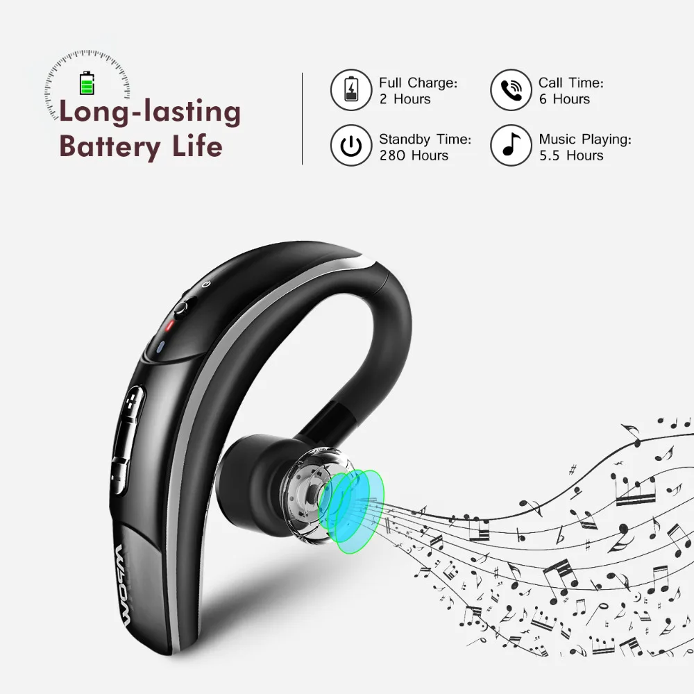 Mpow 028 Wireless Earbud Bluetooth 4.1 Headset Single Headphone 6H Talking Time With Microphone Hands-Free Call For Car Driver