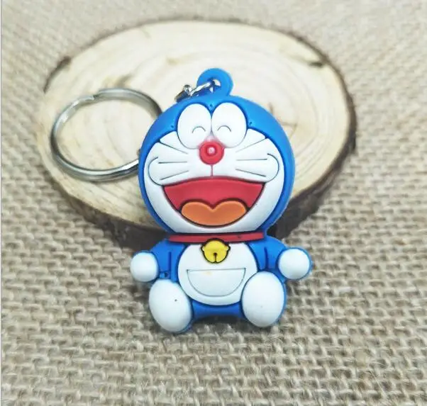 24 шт./лот 3D Мультфильм стильный Doraemon Силиконовое кольцо для ключей цепи сумка орнамент висит дети День рождения сувениры подарок сувенир - Цвет: B