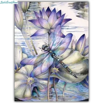 

Sophie Beauty Home 3D lotus leaf diamond resin pattern DIY mosaic embroidery 5D painting cross stitch round needle decoration