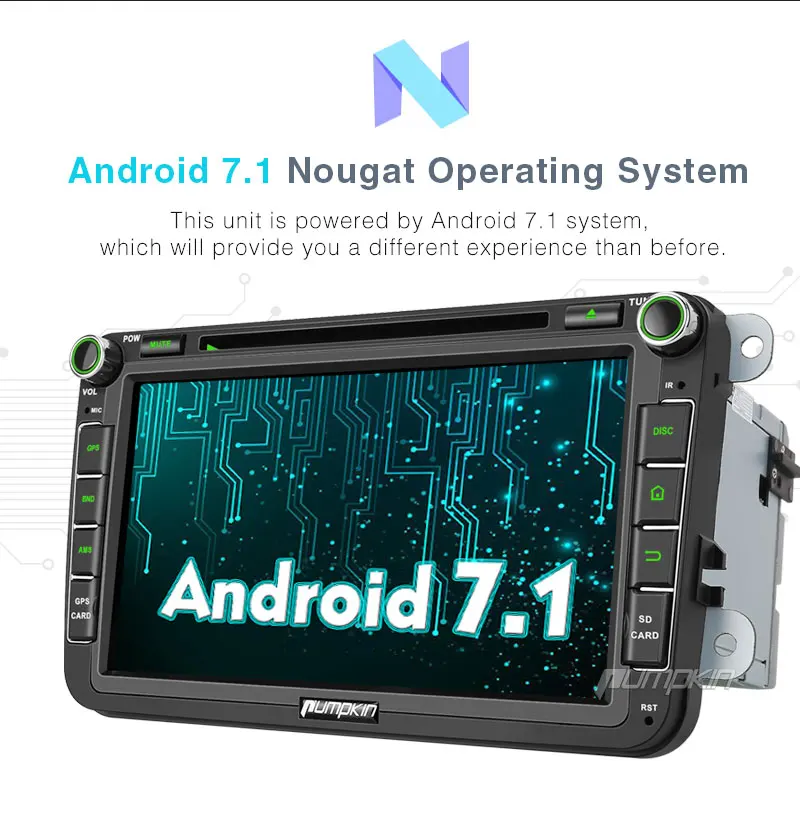 Discount Pumpkin2 Din 8"Android 7.1 Car Multimedia DVD Player For VW/Skoda/Golf GPS Navigation Quad-core Car Stereo Wifi Radio Headunit 3