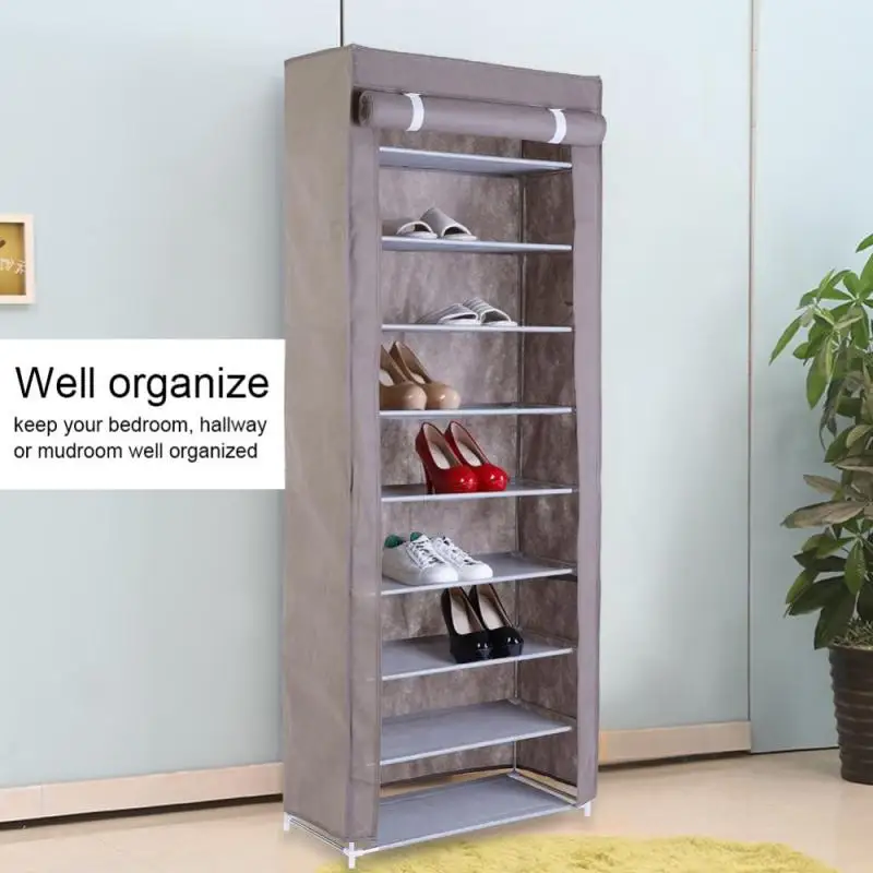 

9 Tiers shoes shelf With Non-woven Dustproof Cover Closet Shoe Rack Storage Cabinet Organizer Shoe Storage Shelf Furniture