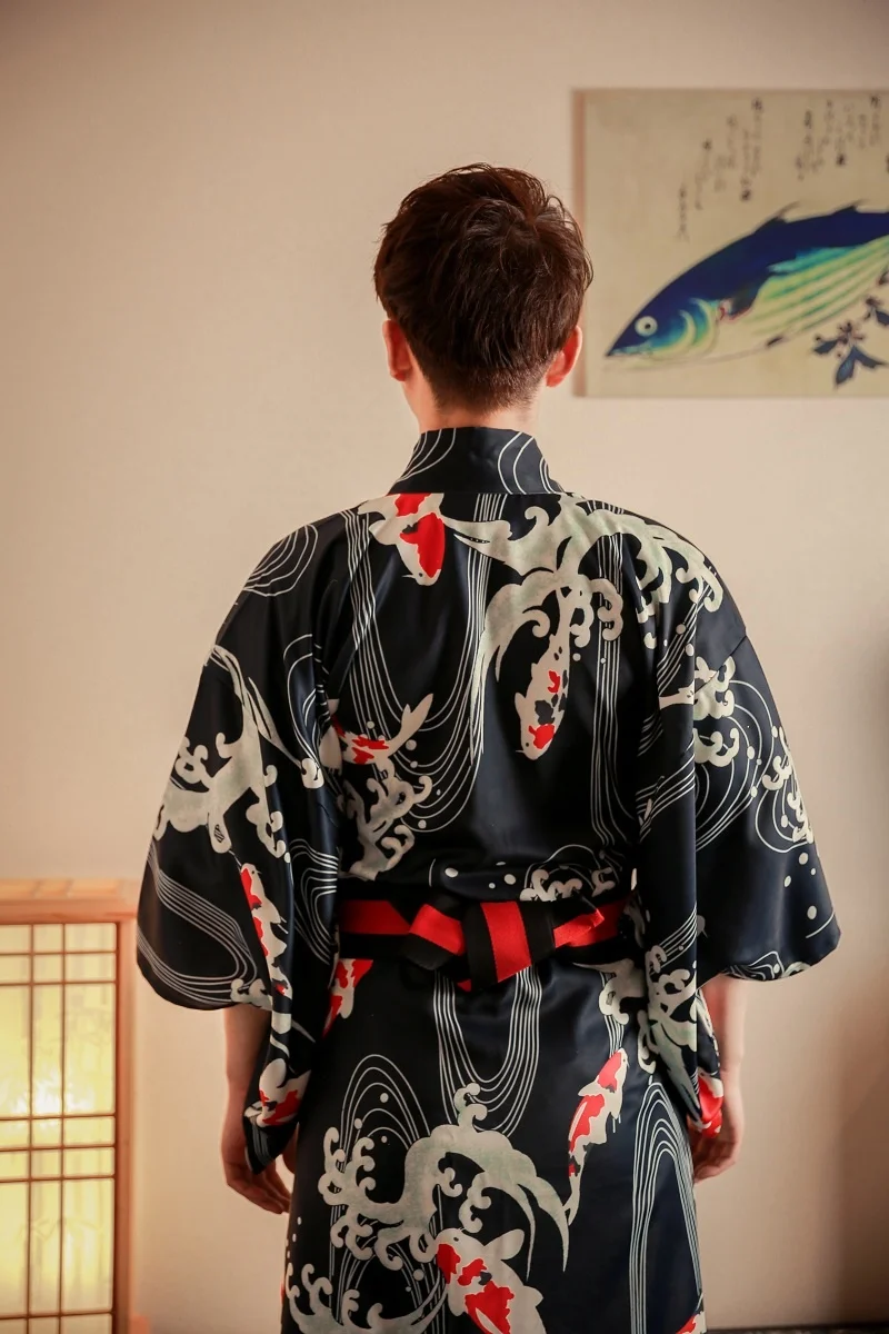 Традиционная японская мужская одежда кимоно самурая для каратэ Obi Yukata мужское кимоно косплей традиционные японские кимоно FF2116