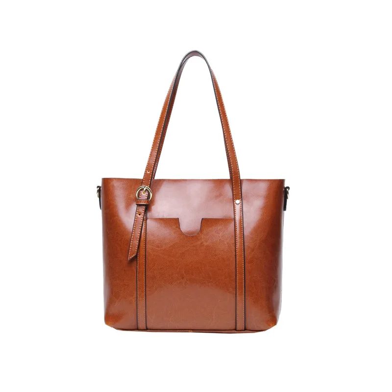 Для женщин разделение кожаная сумка Винтаж Дизайнерская Высокое качество известный бренд Tote плеча дамы руки сумки - Цвет: Brown