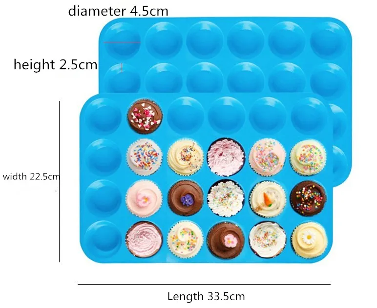 

Delidge Mini Muffin Puncakes Biscuit Pans 24 Cupcakes Silicone Mold Cups Mold Non Stick Tray Bakeware Baking Tools