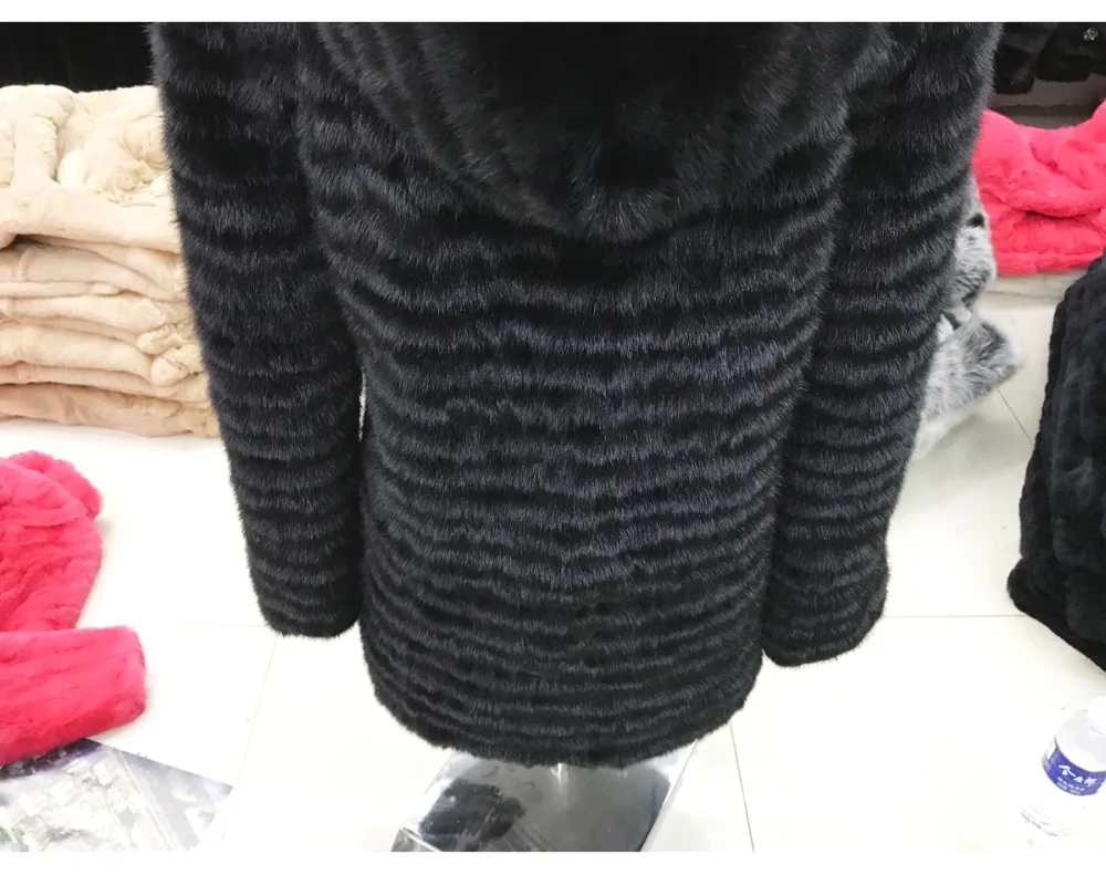 Top real mink fur coat 2019 genuine mink fur hooded coat women winter real mink fur overcoat lady 100% natural real mink fur jacket 10