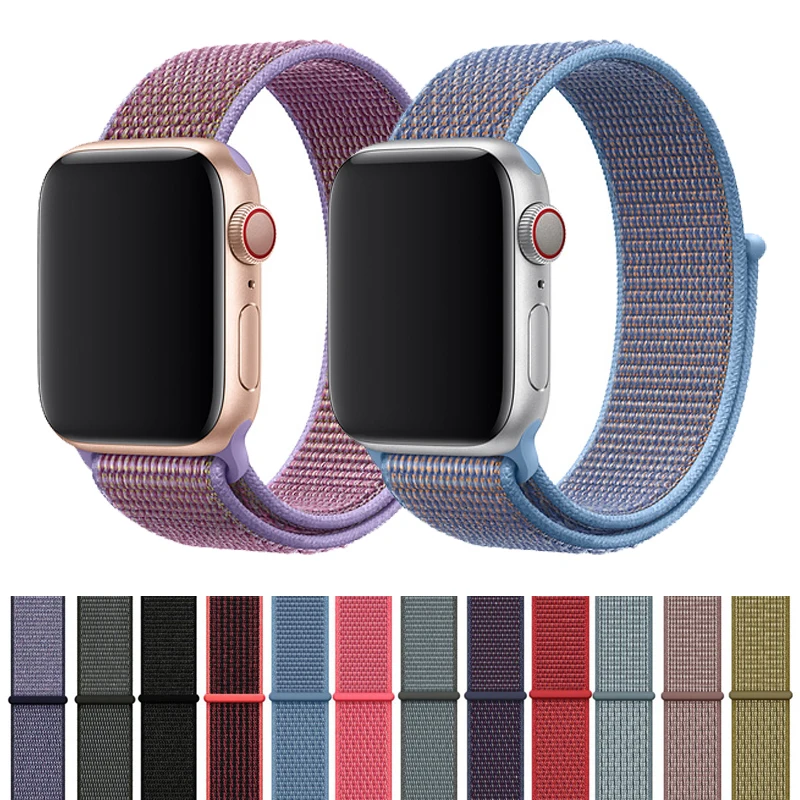 

sport strap for apple watch band 4 44mm 42mm bracelet double-layer Soft nylon weave watchband for iwatch belt 3/2/1 38mm 40mm