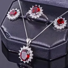 Натуральный гранат комплект ювелирных изделий 1 шт. Подвеска 1 шт. кольцо 1 пара серьги-гвоздики 925 стерлингового серебра 1.4ct* 4 шт драгоценный камень