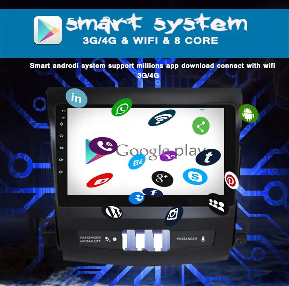 Top Android 9.0 Car DVD player GPS Navigation for Mitsubishi Outlander 2006~2013 For Citroen C-Crosser for Peugeot 4007 Octa core 8 5