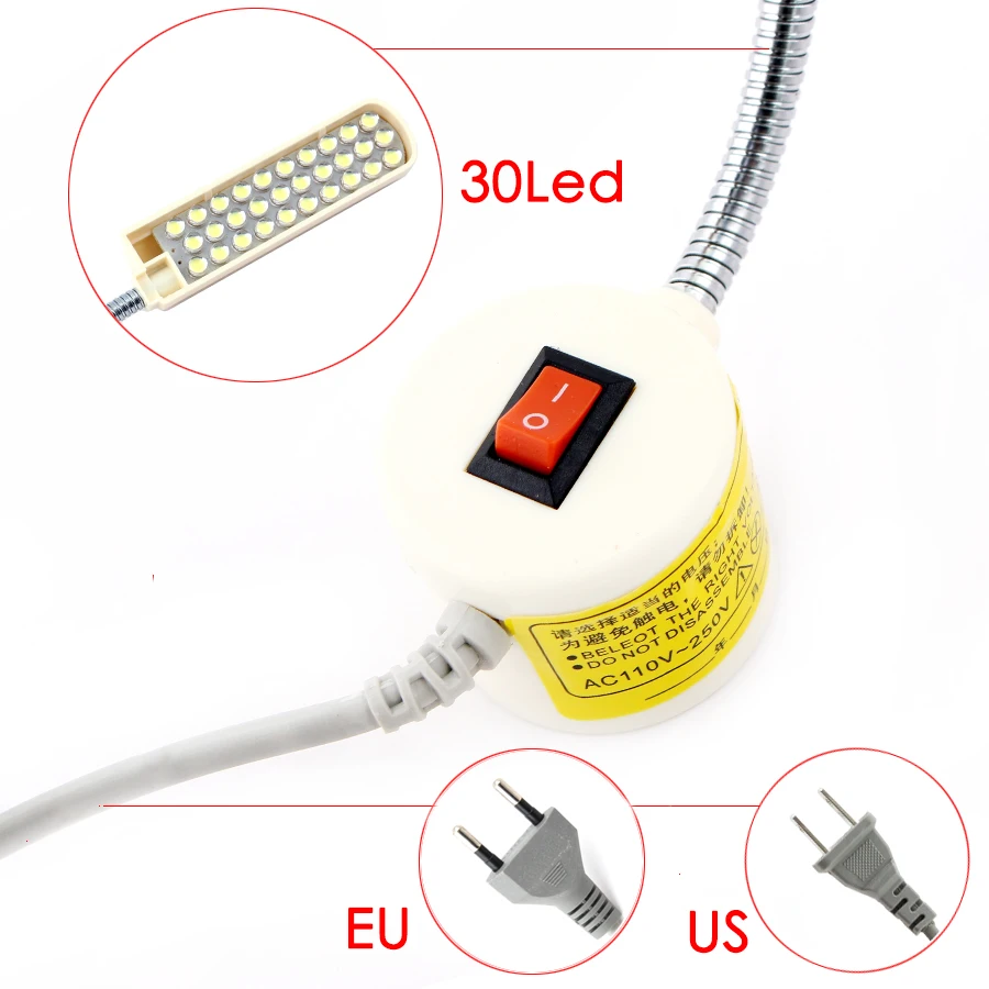  led lamp for sewing machine Portable Light 2W 30LED Magnetic Mounting Base Gooseneck Lamp for Sewin - 32911187500