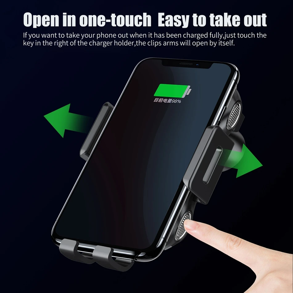 Qi Car Wireless Charger For iPhone XR XS Max X Intelligent Sensor Fast Wirless Charging USB Wireless Car Charger Holder