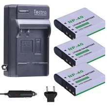 Tectra 3 шт. NP-40 NP40 NP 40 Батарея+ Цифровое зарядное устройство для объектива с оптическими зумом Casio EX-FC100 FC150 FC160S Z400 PRO P505 P600 P700 зум Z100 Z1000