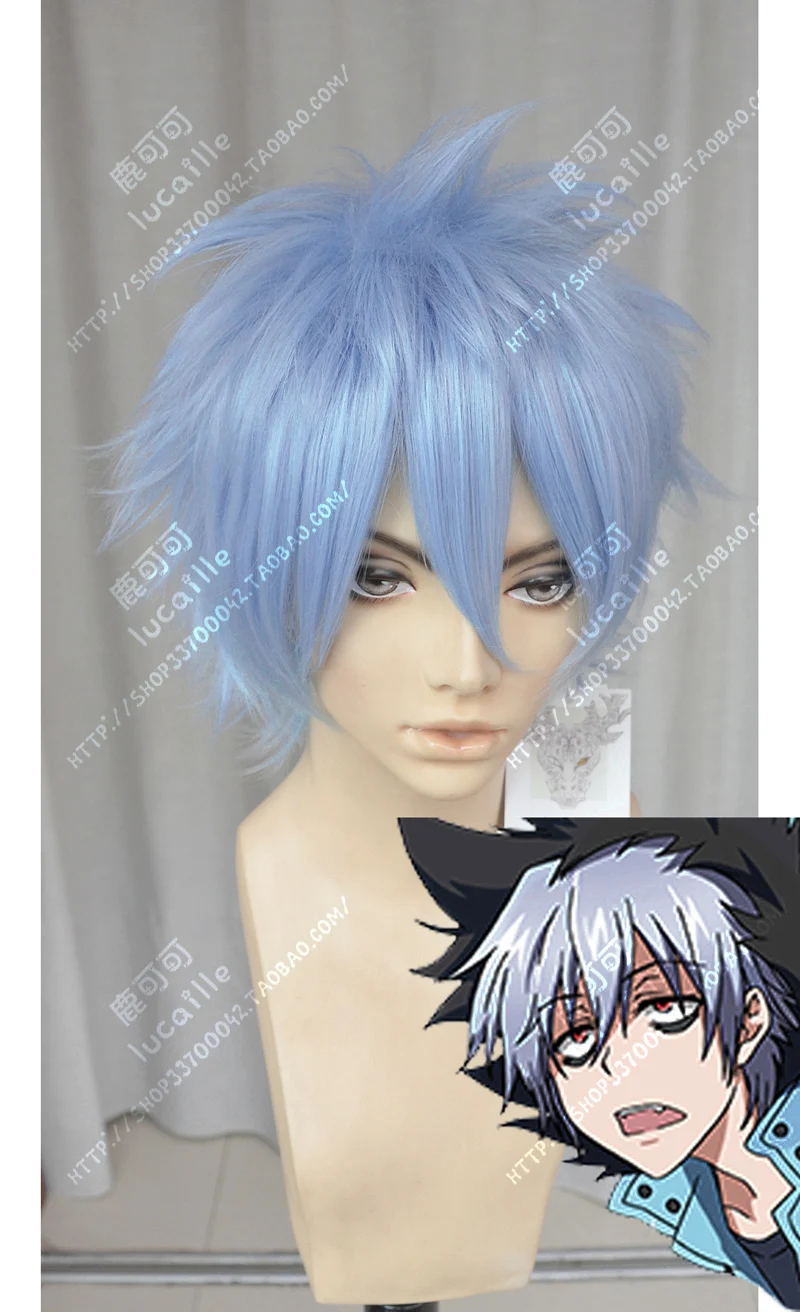 Anime Servamp Kuro Cosplay Wig Short Light Blue Heat Resistant Synthetic Hair Wigs+ Wig Cap