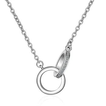 

Korean 925 Sterling Silver Necklaces Pendants for Women Cubic Zirconia Statement Necklace Jewelry Collar Colar de Plata