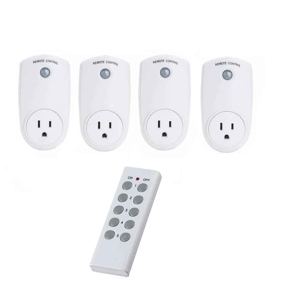 Aliexpress 4 Pcs Wireless Remote Control Light Switches 4 Pcs Wireless Remote Control Light Switches House Outlet Socket Rf 433mhz Learning Code Emitter Ac 230v Us Standard Plug