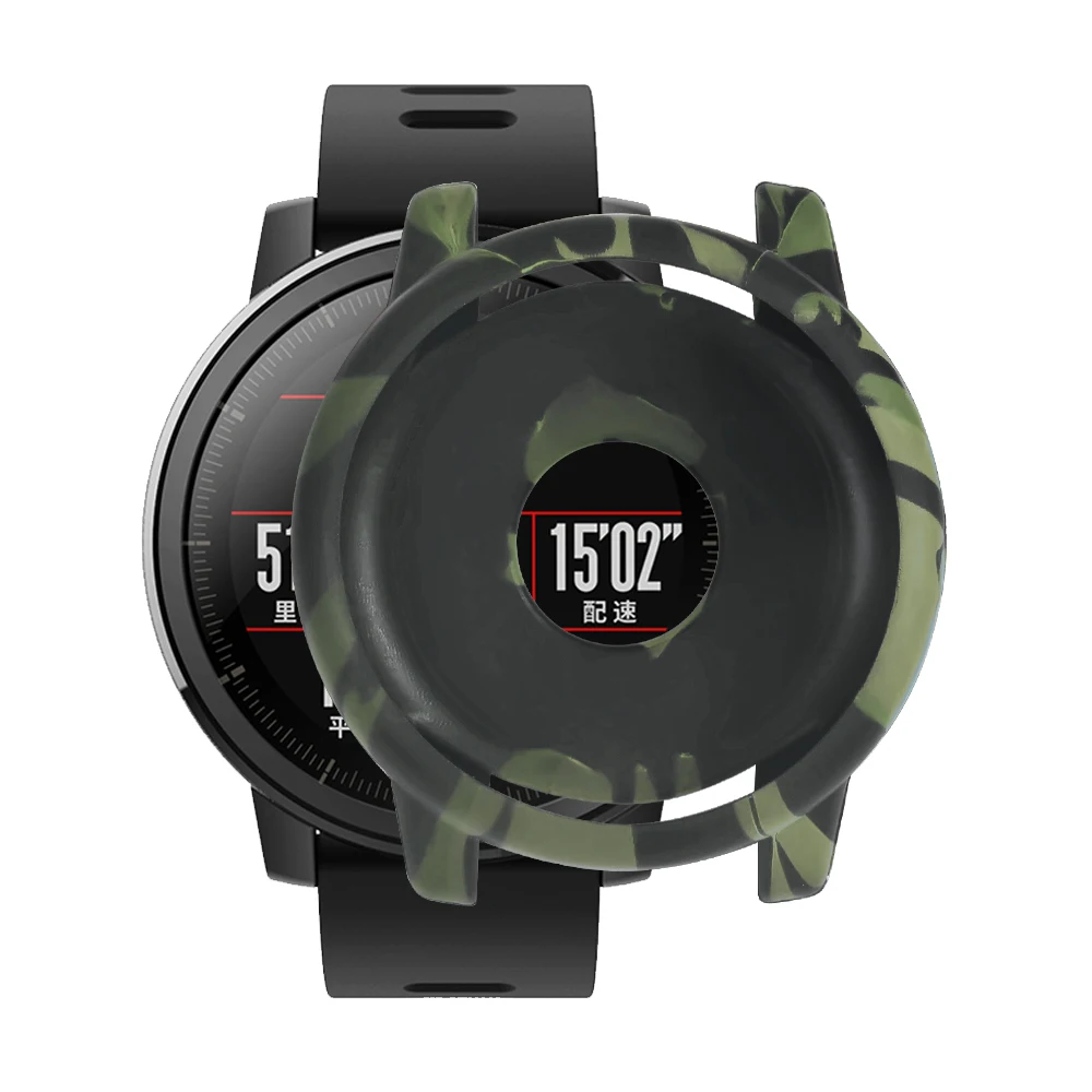 AKBNSTED Camouflage Soft Silicone Protective Full Case Cover For Huami Amazfit Stratos 2/2S Smart Sports Watch Case Accessories