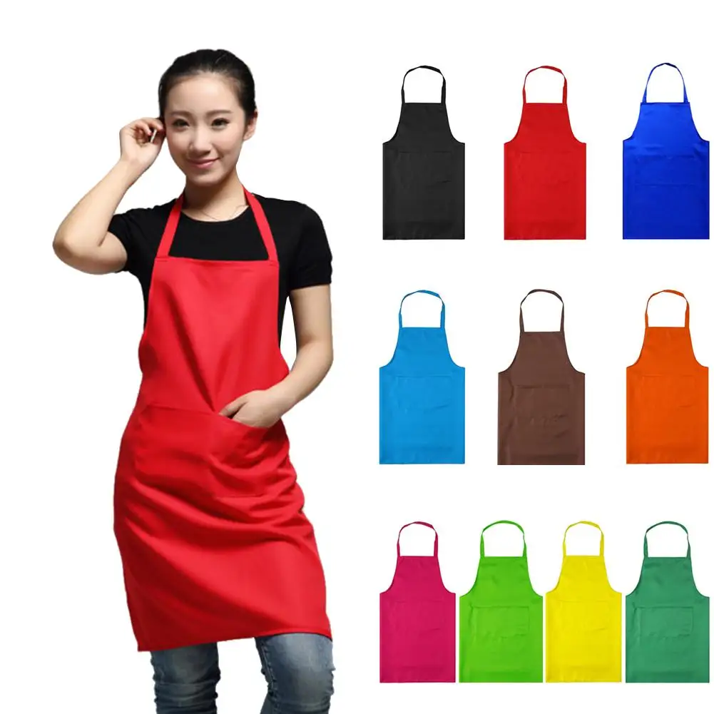 black color 63x70cm polyester classic design work apron kitchen apron with pocket couples apron - Image 3