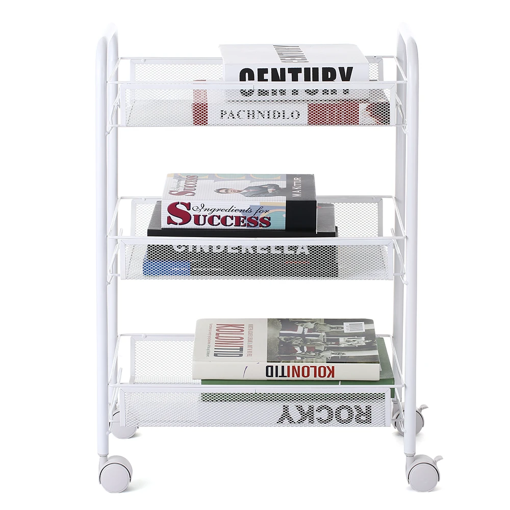 

3-Tier Storage Rack Mesh Wire Rolling Cart Kitchen Bedroom Bathroom Living Storage Rack Organizer