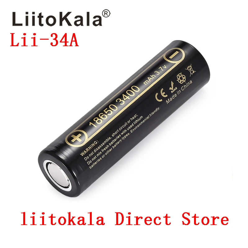 HK LiitoKala Lii-34A 3,7 V 18650 3400mah аккумуляторная батарея для фонарика/фонарей/ламп