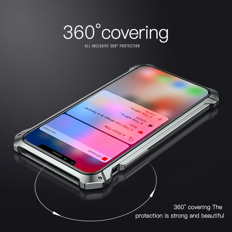 

For iphone X Case Metal shell transparent back anti -scracth Aviation Aluminu anti-throw 360 Covering for Ipx-X man
