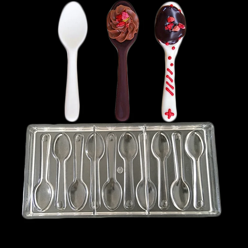 New Design Spoon Shaped Hard Candy Molds Jelly Mould Plastic Baking Tray Polycarbonate Chocolate