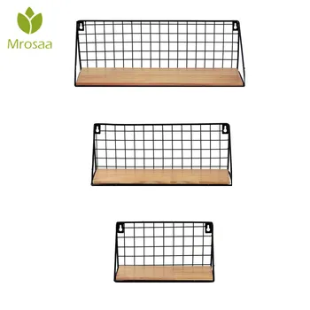

Wooden Iron Wall Shelf Wall Mounted Storage Rack Organization For Kitchen Bedroom Home Decor Kid Room DIY Wall Decoration Holder
