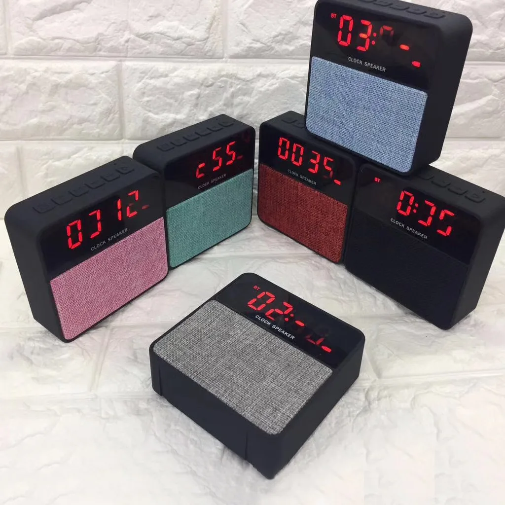 

New Mini T1 Fabric Alarm Clock Card Bluetooth Speaker Portable Wireless Loudspeaker Sound System Music Surround Outdoor Speaker