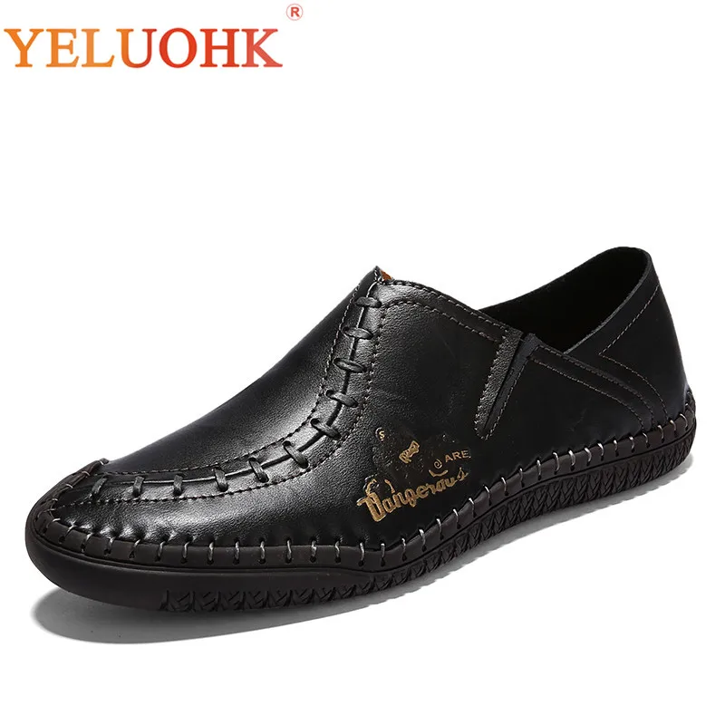 

2019 Spring Handmade Leather Shoes Men High Quality Soft Men Loafers Slip On Men Shoes Leather Moccasins