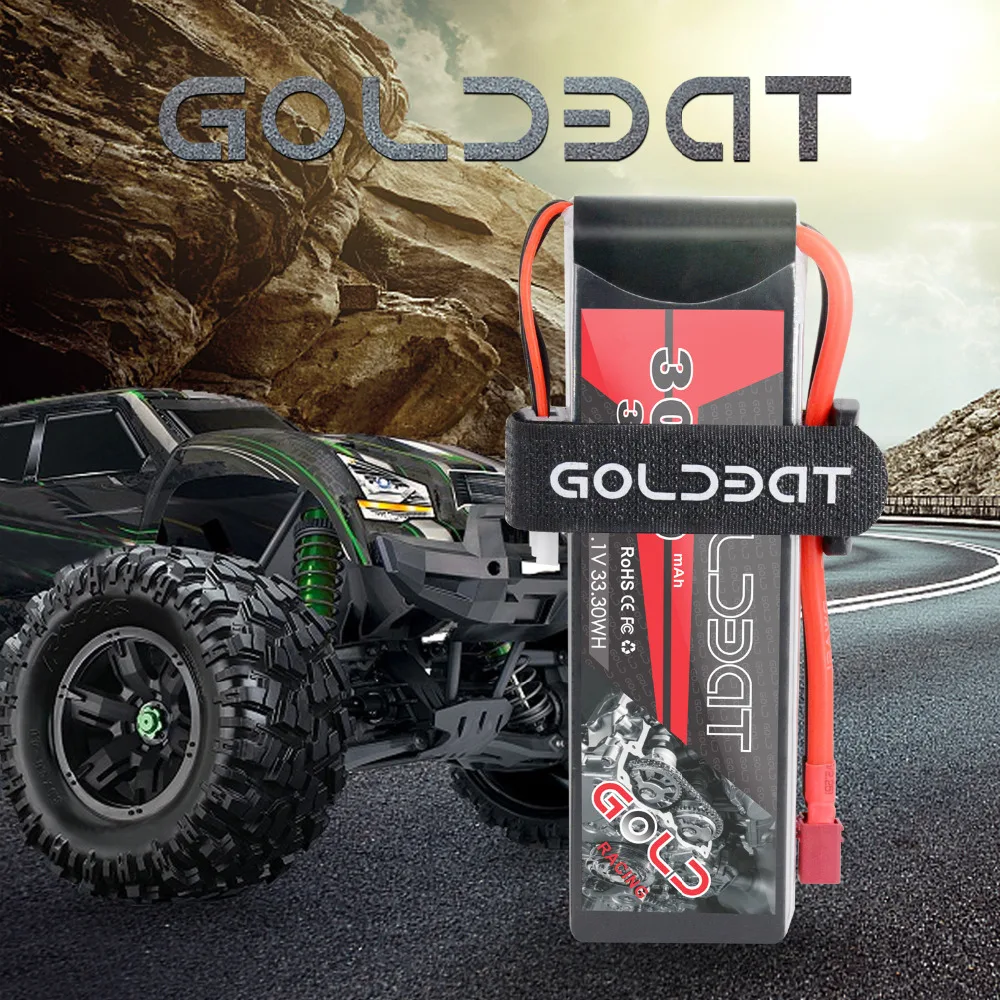 2 единицы GOLDBAT 3000mAh RC LiPo батарея 11,1 V 3S LiPo батарея для rc LiPo 3000mah lipo 30C с t-разъемом для RC Heli дрона автомобиля лодки