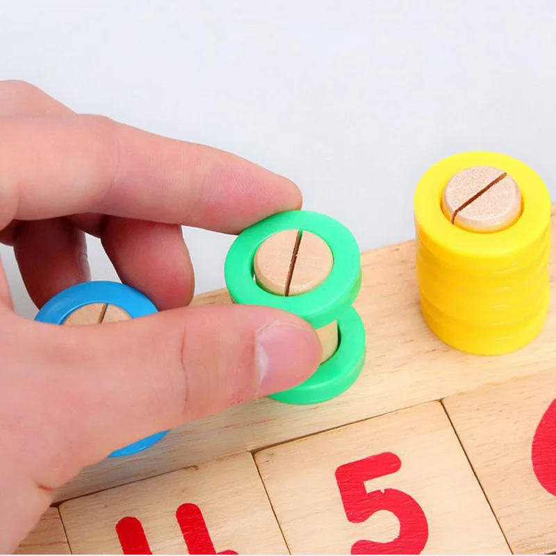 Montessori Regenbogen Ringe Platte Vorschule Math Spielzeug Hilfe Holzpuzzle 