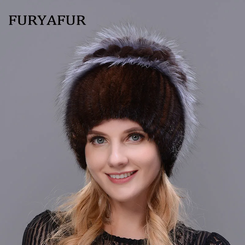 Женская меховая шапка JERYAFUR теплая двухсторонняя из натурального меха норки в