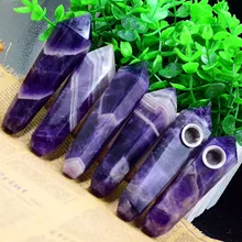 Drop Shipping Natural dream Amethyst Crystal Smoking Pipe + strainer quartz stone healing wand Free Shipping X23
