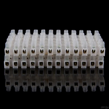 

10Pcs 10A 12-Position Block Barrier Screw Terminal Wire Connection Connector Brass Plastic New Drop ship