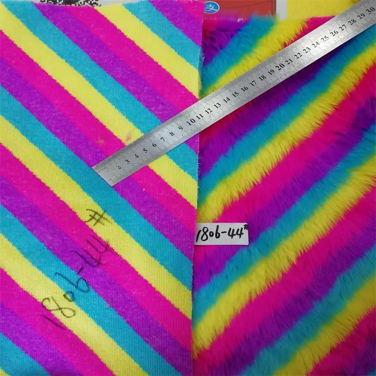 Искусственный мех жаккардовый плюш Экологически чистая ткань многоцветный для сумки(18 мм ворс длинный