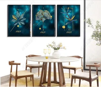 

Nordic Style gold Tropical plant leaf Abstract Canvas Paintings Wall Art Pictures Posters Prints Living Room Home Decor