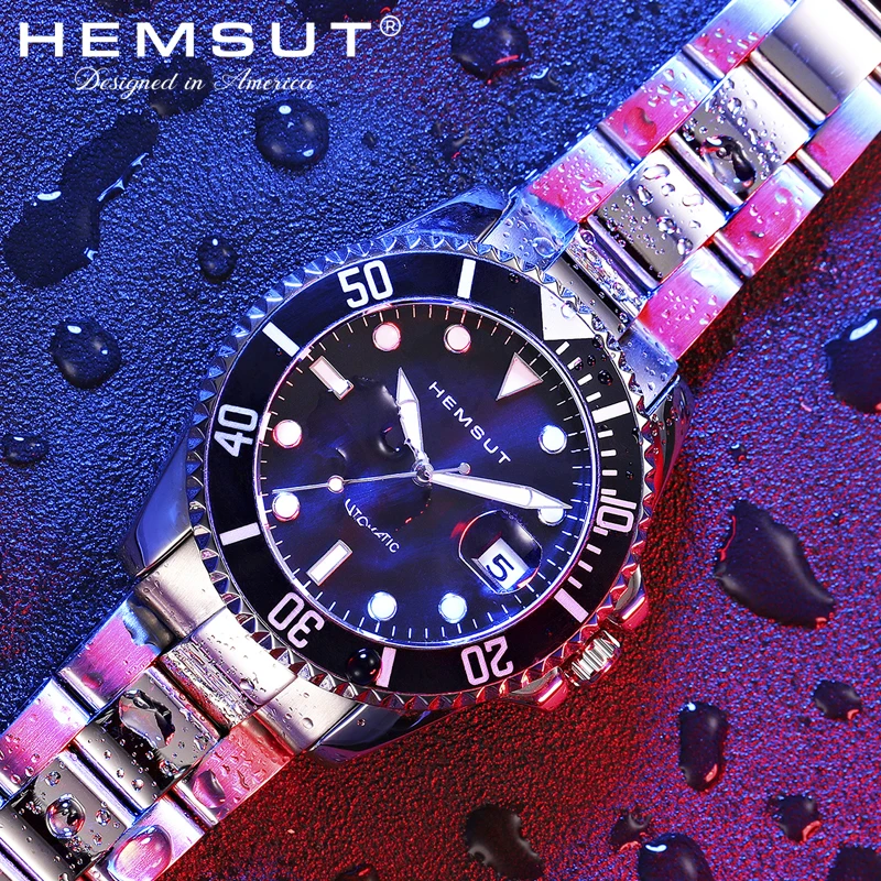 

Hemsut Luxury Watches Men New Brand Mechanical Stainless Steel Band Automatic Wrist Watch Male Clock reloj hombre Waterproof