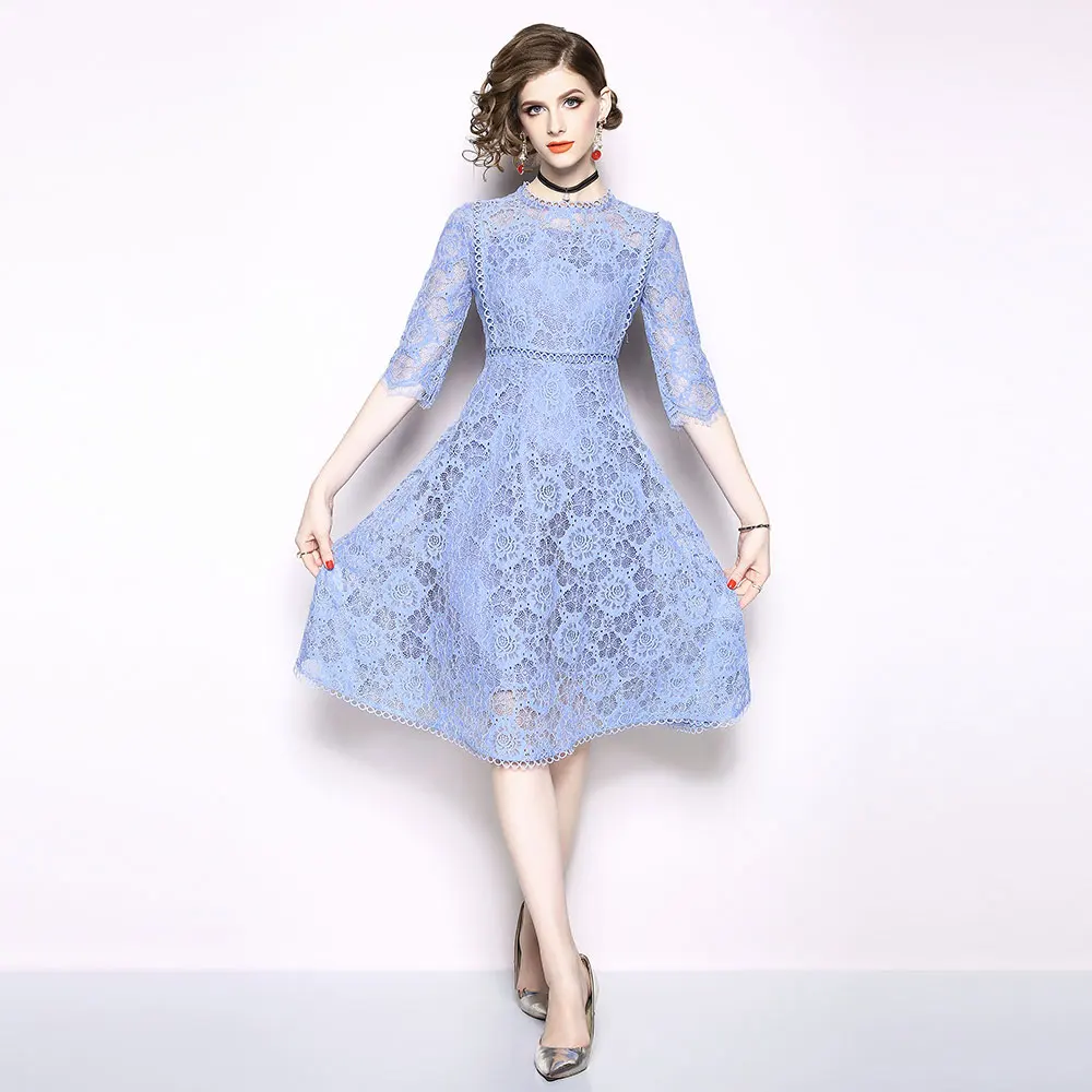Borisovich Роскошные кружевные женские трапециевидные Повседневные платья бренд осень мода Высокая талия элегантные тонкие женские вечерние платья N292